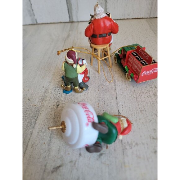 Vintage coca cola delivery truck variety Santa elf walrus ornament Xmas set - Picture 7 of 8
